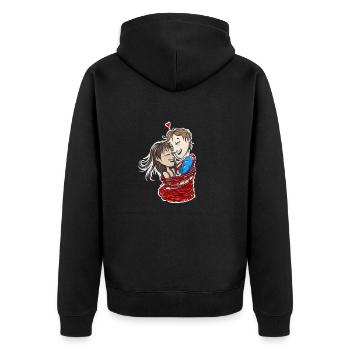 Valentines - Kletterpaar - Kletter T-Shirt - Unisex Premium Bio Zip Hoodie - Schwarz - Hinten - Nico (187cm)