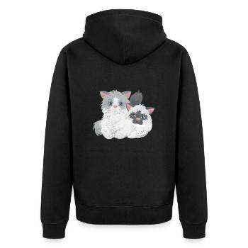 Ragdoll-Katzenpaar Katzenliebhaber Geschenkidee - Unisex Premium Bio Zip Hoodie - Schwarz - Hinten - Nico (187cm)