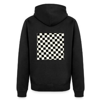Checkerboard Mask | Mouthguard - Unisex Premium Organic Zip Hoodie - black - Back - Nico (187cm)