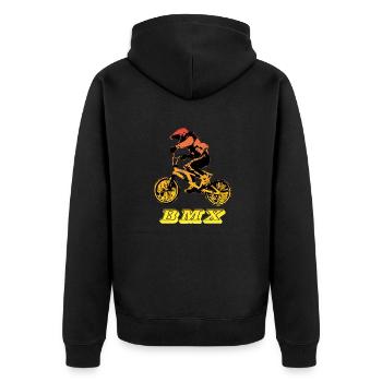 bmx mountain bike - Unisex Premium Organic Zip Hoodie - black - Back - Nico (187cm)