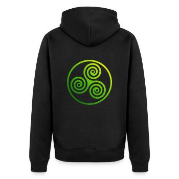 Keltisches Symbol Weibliche Macht Triskelion Gift - Unisex Premium Bio Zip Hoodie - Schwarz - Hinten - Nico (187cm)