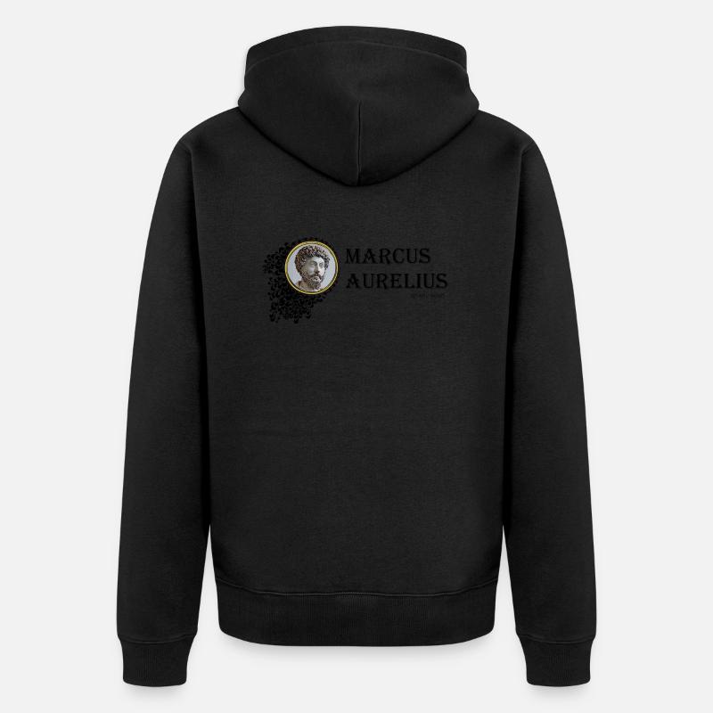 Marcus Aurelius gerahmt (schwarzer Text) - Unisex Premium Bio Zip Hoodie - Schwarz