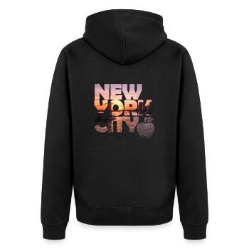 New York Skyline - Unisex Premium Bio Zip Hoodie - Schwarz - Hinten - Nico (187cm)
