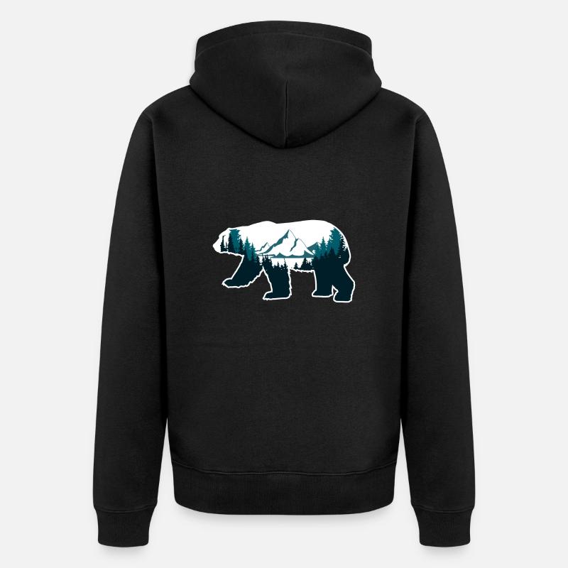 Double Exposure Animals Eisbär Geschenkidee - Unisex Premium Bio Zip Hoodie - Schwarz