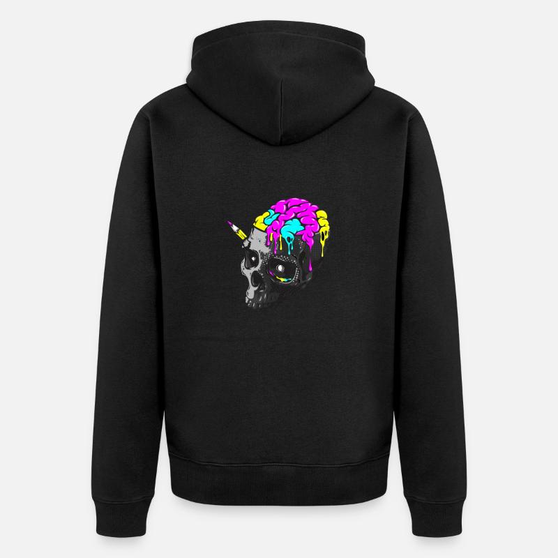SCHÄDELKUNST-PSYCHE - Unisex Premium Bio Zip Hoodie - Schwarz