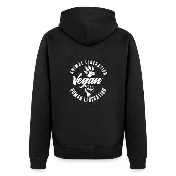 Animal liberation human liberation vegan saying - Unisex Premium Organic Zip Hoodie - black - Back - Nico (187cm)