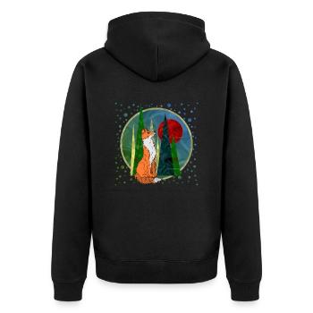 Fuchs - Unisex Premium Bio Zip Hoodie - Schwarz - Hinten - Nico (187cm)