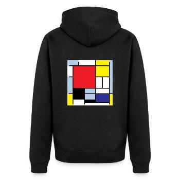 Symbol Piet Mondrian Moderne Kunst Geschenkidee - Unisex Premium Bio Zip Hoodie - Schwarz - Hinten - Nico (187cm)