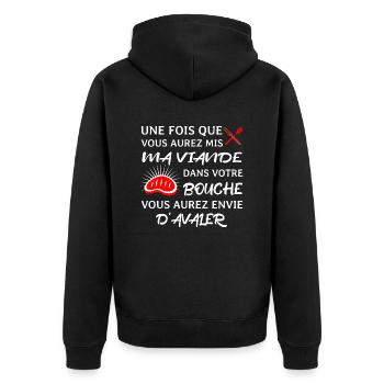 Ma viande Barbecue Citation drôle - Veste à capuche bio Premium Unisexe - noir - Dos - Nico (187cm)