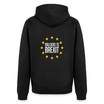 Bollocks to Brexit - Unisex Premium Organic Zip Hoodie - black - Back - Nico (187cm)