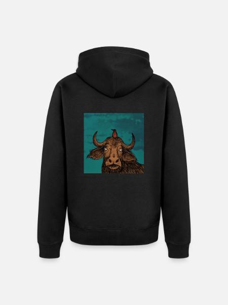 Büffel - Unisex Premium Bio Zip Hoodie - Schwarz