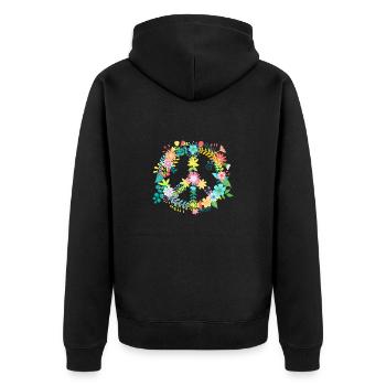 FRIEDEN - Unisex Premium Bio Zip Hoodie - Schwarz - Hinten - Nico (187cm)
