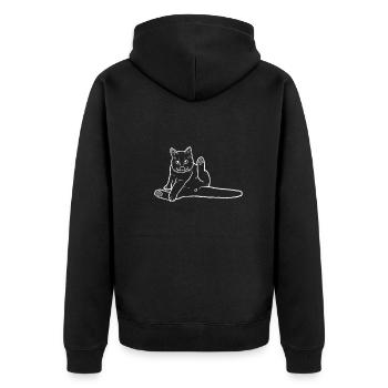Eine Katze leckt ihren Hintern - Unisex Premium Bio Zip Hoodie - Schwarz - Hinten - Nico (187cm)
