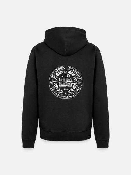 Miskatonic University blanc - Premium økologisk unisex-hættejakke - sort