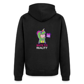 BACK TO REALITY - Unisex Premium Organic Zip Hoodie - black - Back - Nico (187cm)