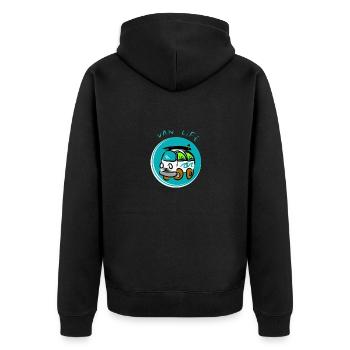 Van life - Unisex Premium Organic Zip Hoodie - black - Back - Nico (187cm)