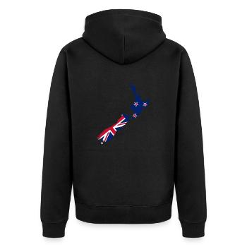 New Zealand Map New Zealand Flag Souvenir Gift - Unisex Premium Organic Zip Hoodie - black - Back - Nico (187cm)