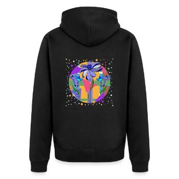 Blumen - Unisex Premium Bio Zip Hoodie - Schwarz - Hinten - Nico (187cm)