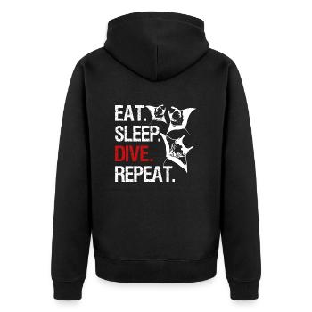 Eat Sleep Dive Repeat – Manta Swarm - Unisex Premium Organic Zip Hoodie - black - Back - Nico (187cm)