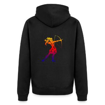Maori archery girl funny gift idea - Unisex Premium Organic Zip Hoodie - black - Back - Nico (187cm)