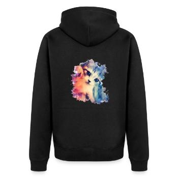 T-shirt bébé chat, t-shirts bébé chat - Veste à capuche bio Premium Unisexe - noir - Dos - Nico (187cm)