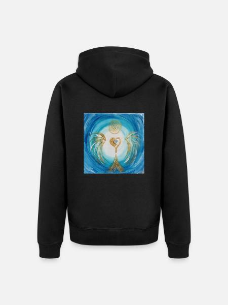 Heart Angel of Service - Unisex Premium Organic Zip Hoodie - black