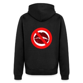 Küssen verboten Kußmund Lippen Kuß Verbot Abstand - Unisex Premium Bio Zip Hoodie - Schwarz - Hinten - Nico (187cm)
