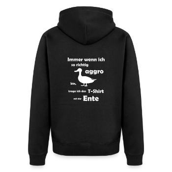 Enten Spruch lustig - Unisex Premium Bio Zip Hoodie - Schwarz - Hinten - Nico (187cm)