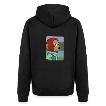 Awkward Monkey Puppet - Unisex Premium Bio Zip Hoodie - Schwarz - Hinten - Nico (187cm)