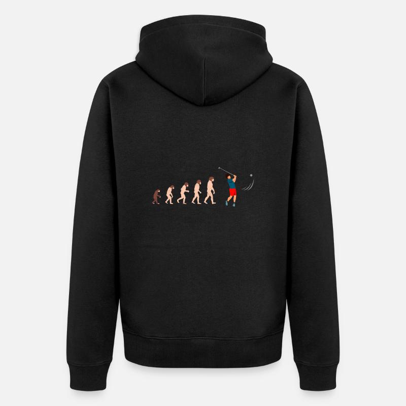 Evolution Golf Golfer Geschenkidee - Unisex Premium Bio Zip Hoodie - Schwarz