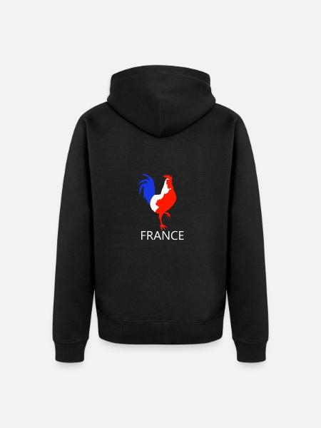 rooster blue white red - Unisex Premium Organic Zip Hoodie - black