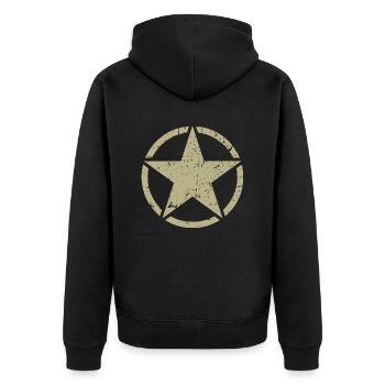 Armystern - Unisex Premium Bio Zip Hoodie - Schwarz - Hinten - Nico (187cm)
