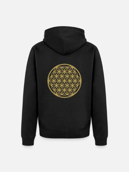 flower of Life - Unisex Premium Organic Zip Hoodie - black