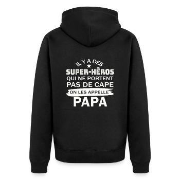 super héros qui ne portent pas de cape, Papa - Veste à capuche bio Premium Unisexe - noir - Dos - Nico (187cm)