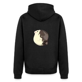 Yin Yang Schwarze und weiße Frettchen Geschenk - Unisex Premium Bio Zip Hoodie - Schwarz - Hinten - Nico (187cm)