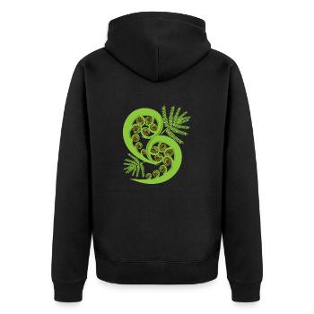 New Zealand Fern Koru Polynesian Tattoo-Geschenk - Unisex Premium Bio Zip Hoodie - Schwarz - Hinten - Nico (187cm)
