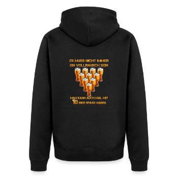 spass mit bier - Unisex Premium Bio Zip Hoodie - Schwarz - Hinten - Nico (187cm)