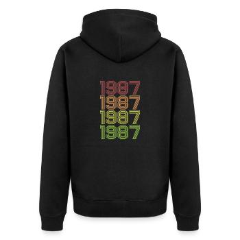 Jahrgang 1987 - Unisex Premium Bio Zip Hoodie - Schwarz - Hinten - Nico (187cm)