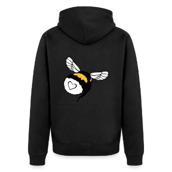 Hummel mit Herz, Pelz und Gebrumm - Unisex Premium Bio Zip Hoodie - Schwarz - Hinten - Nico (187cm)