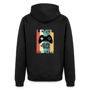 40e anniversaire rétro Gamer niveau 40 terminé - Veste à capuche bio Premium Unisexe - noir - Dos - Nico (187cm)