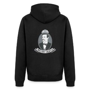 Whisky Gents | Whisky - Unisex Premium Bio Zip Hoodie - Schwarz - Hinten - Nico (187cm)