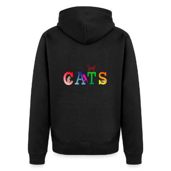 Cats - Unisex Premium Organic Zip Hoodie - black - Back - Nico (187cm)
