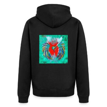 Herzengel der inspirierenden Umgebung - Unisex Premium Bio Zip Hoodie - Schwarz - Hinten - Nico (187cm)