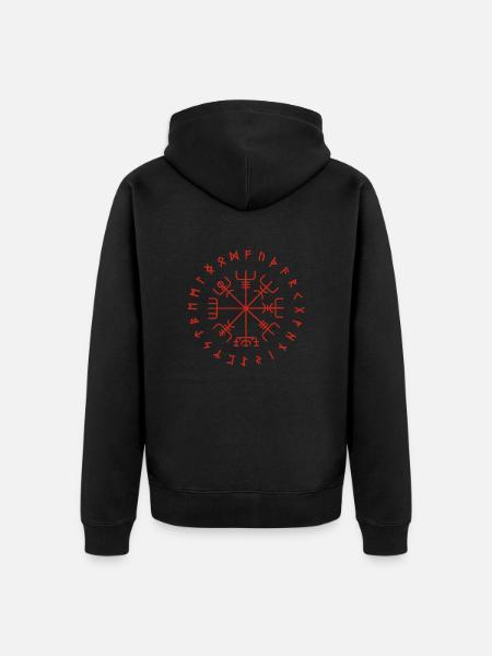 Vegvisir rune circle - Unisex Premium Organic Zip Hoodie - black
