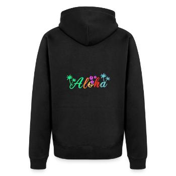 Hawaii Aloha Summer Beach Vacation Geschenkidee - Unisex Premium Bio Zip Hoodie - Schwarz - Hinten - Nico (187cm)
