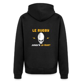 le rugby jusqu'à la mort - Veste à capuche bio Premium Unisexe - noir - Dos - Nico (187cm)