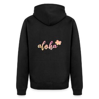 Aloha - Unisex Premium Bio Zip Hoodie - Schwarz - Hinten - Nico (187cm)