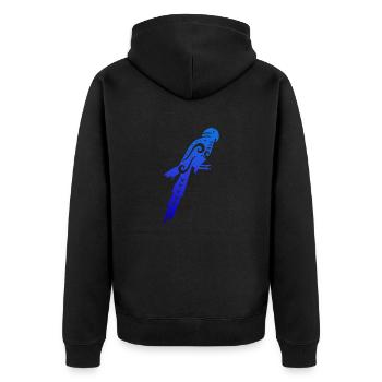 Maori Blue Macow Papagei Tribal Tattoo Geschenk - Unisex Premium Bio Zip Hoodie - Schwarz - Hinten - Nico (187cm)