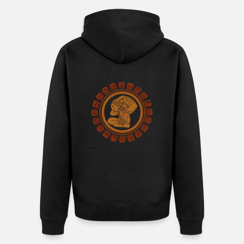Maya Symbol Maya Kalender Geschenkidee - Unisex Premium Bio Zip Hoodie - Schwarz