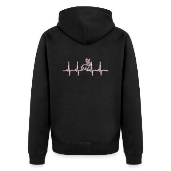 Hase Herzfrequenz - Unisex Premium Bio Zip Hoodie - Schwarz - Hinten - Nico (187cm)